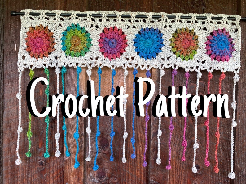 CROCHET PATTERN crochet CURTAIN, beaded hippie doorway curtain, pdf pattern, doorway curtain, hippie decor, boho decor image 1