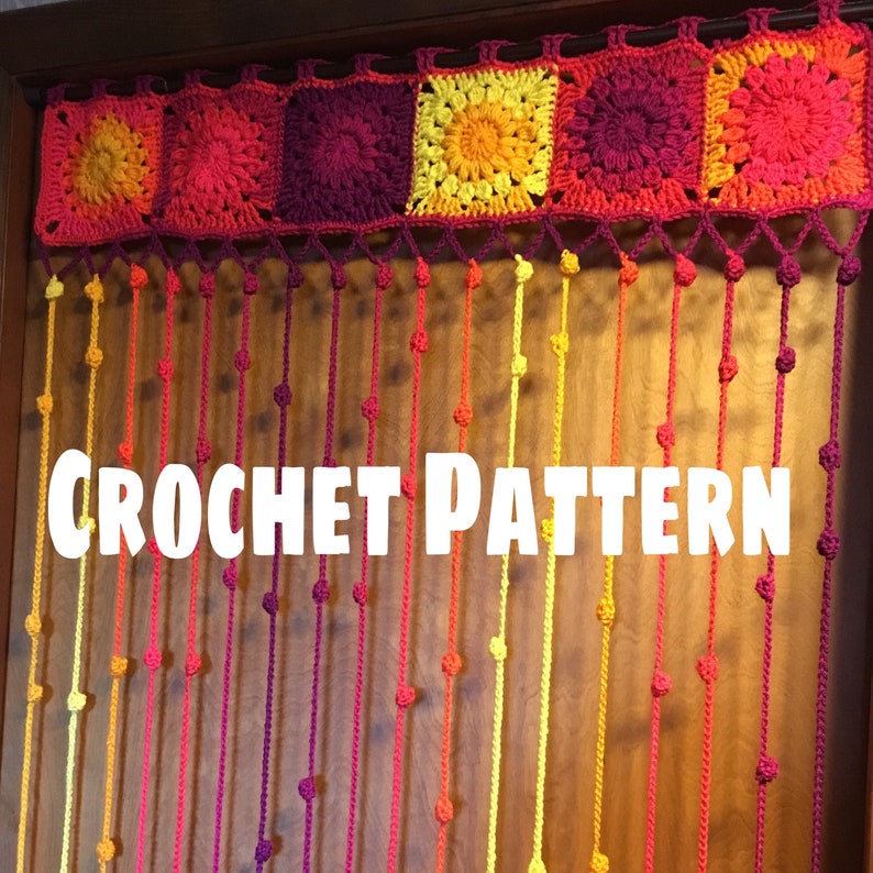 CROCHET PATTERN crochet CURTAIN, beaded hippie doorway curtain, pdf pattern, doorway curtain, hippie decor, boho decor zdjęcie 3