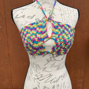 CROCHET CROP TOP- Rainbow, festival top, festival gear, hippie top, handmade crop top, festival top, crochet bralette