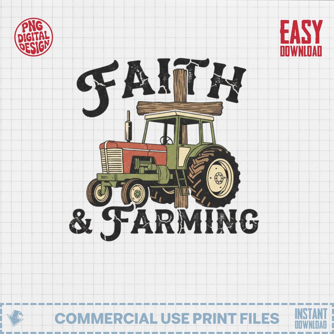 Tractor Jesus Faith and Farming Tractor PNG Digital, Christian Farm Life Download ...