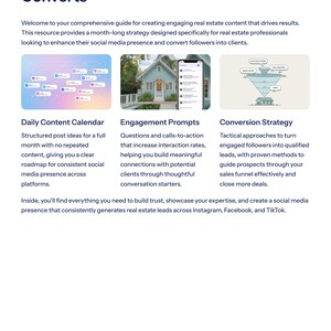 30 Days of Real Estate Content That Converts | Realtor Social Media Planner | Daily Content Calendar + Post Ideas PDF Download