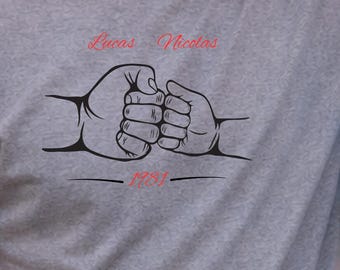 Custom Father Son Shirt Personalized Names Minimal Line Art Hands Matching Dad Gift Family Bond Tee