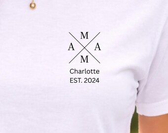 Personalized Family Initials Shirt Minimal Monogram Tee Custom Name Date Gift For Mom Elegant Women Tshirt