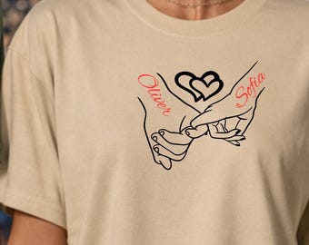 Personalized Couple Shirt Pinky Promise Heart Custom Text Anniversary Gift
