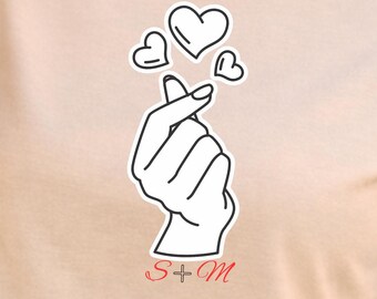 Personalized Heart Hand T Shirt Custom Letters Minimal Aesthetic Tee Gift For Her Friend Cute Daily Wear Top