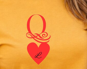 Personalized Couple T Shirt With Initial And Heart Matching Love Tee Anniversary Gift Valentines Romantic Minimal Shirt