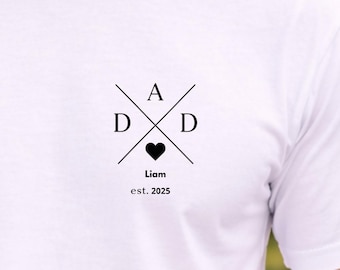 Personalized Initials Shirt Minimal Cross Design Custom Name Date Gift For Dad Anniversary Romantic Tee