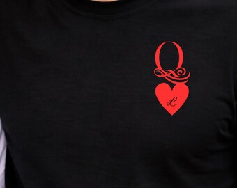 Personalized Initial T Shirt Red Heart Design Minimal Couple Gift Romantic Anniversary Valentine Unisex Cotton Tee