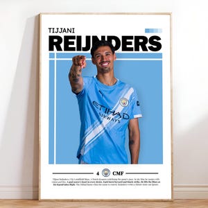 Reijnders Manchester City Poster A3, Reijnders Wall Art, Soccer Printable, Football Poster, Home  Decoration, Man City Gift, Sport Poster