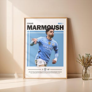 Omar Marmoush Manchester City Poster A3, Marmoush Wall Art, Soccer Printable, Football Poster, Home  Decoration, Man City Gift, Sport Poster