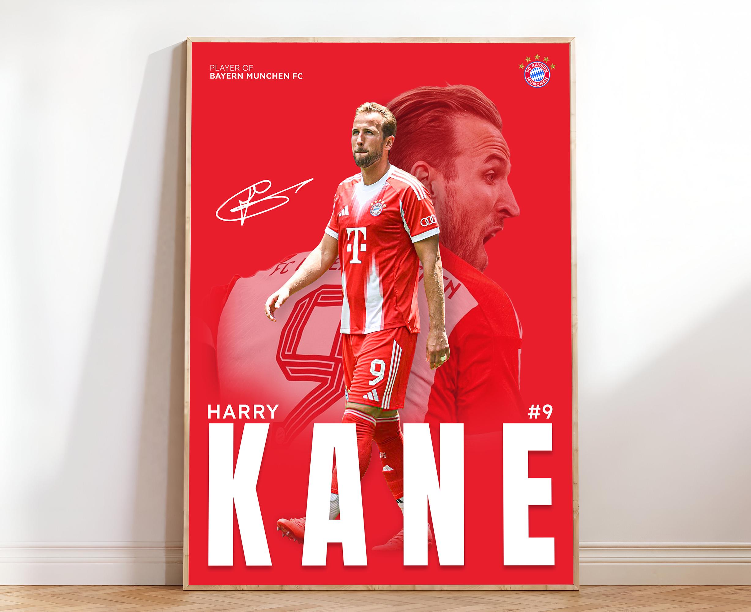 Harry Kane Bayern Munich Poster, Bayern Munchen Poster, Poster Print Art, Gift Poster, Printable A3 Sport Wall Art, Poster A3, Soccer Print.