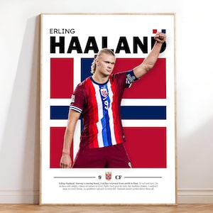 Erling Haaland Poster, Haaland Norway Poster, National Team, Gifts Poster, Printable A3 Sport Wall Art, Poster A3, Soccer Print, Home Decor.