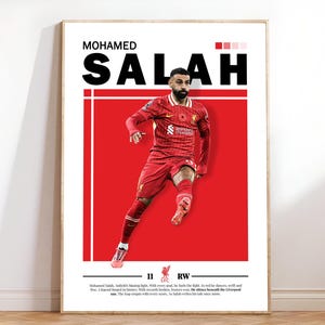 Mohamed Salah Liverpool Poster, Poster A3, Liverpool Gifts Poster, Soccer Print, YNWA, Premiere League, Soccer Print, Room Decoration