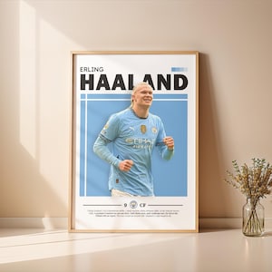 Erling Haaland Manchester City Poster A3, Haaland Wall Art, Soccer Printable, Football Poster, Home  Decoration, Man City Gift, Sport Poster