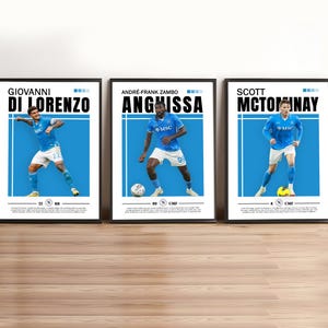 McTominay, Di Lorenzo, Anguissa Poster, Napoli Poster, Set of 3 Posters, Gift Poster, Printable A3 Sport Wall Art, Soccer Print, Napoli Art