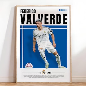Valverde Poster, Real Madrid Poster, Valverde Poster Print Art, Gift Poster, Printable A3 Sport Wall Art, Poster A3, Soccer Print, Mbappe