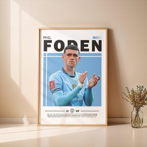 Phil Foden Manchester City Poster A3, Phil Foden Wall Art, Soccer Printable, Football Poster, Home  Decoration, Man City Gift, Sport Poster