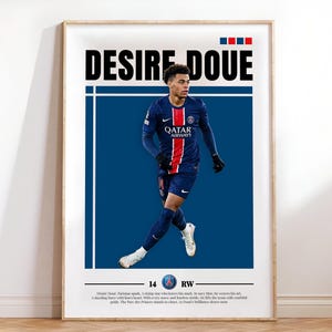Desire Doue PSG Poster, Paris Saint German Poster, PSG Poster Print Art, Gift Poster, Printable A3 Sport Wall Art, Poster A3, Soccer Print.