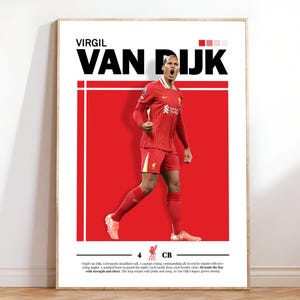 Virgil Van Dijk Liverpool Poster, Poster A3, Liverpool Gifts Poster, Soccer Print, YNWA, Premiere League, Soccer Print, Room Decoration