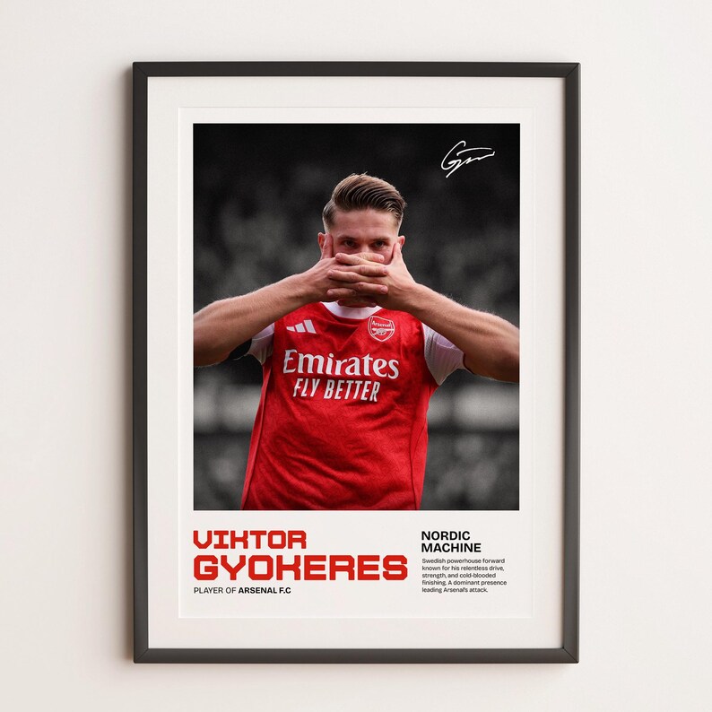 Viktor Gyokeres Arsenal Poster, Printable A3 Sport Wall Art, Gift for ...