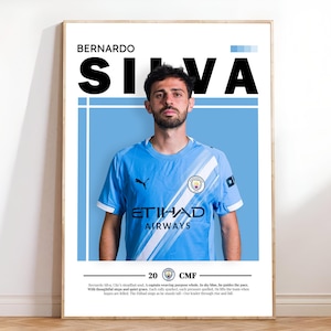 Bernardo Silva Poster A3, Manchester City Wall Art, Soccer Printable, Football Poster, Home  Decoration, Man City Gift, Sports Poster