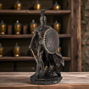 King Leonidas Statue: 10-Inch Spartan Warrior Figurine, Cold-Cast Bronze