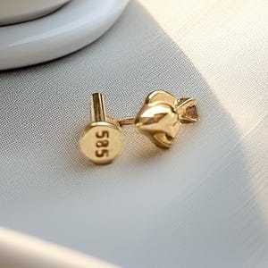Piercing a forma di pesce in oro 14 carati - Orecchino a fondo piatto in oro massiccio - Orecchino in cartilagine animale - Piccolo perno a vite a forma di pesce - Piercing in oro per donna