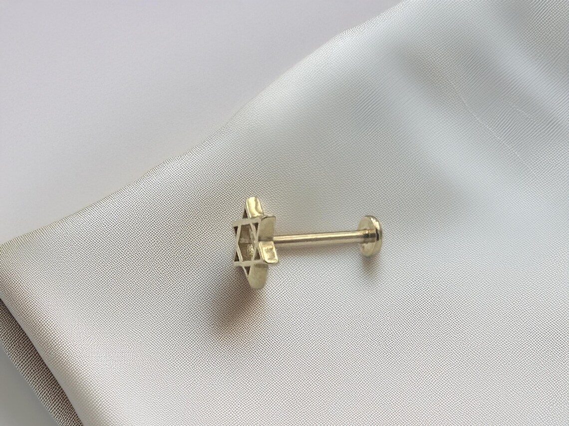 14K Solid Gold Star of David Piercing – Jewish Tragus / Daith Earring ...