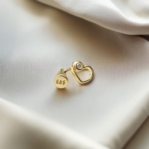 14K Gold Heart Piercing: Tragus, Cartilage, Helix Earring