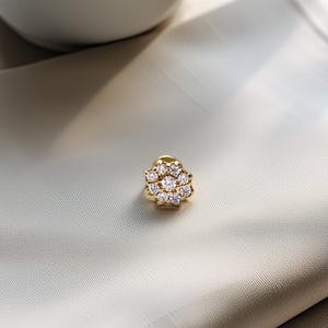 14K Gold Stud Piercing with Sparkling Zircon – Flat Back Cartilage Earring