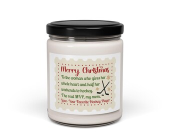 Vrolijk kerstfeest hockeymoederkaars | Sojageur 9oz, kerstcadeau hockeymoeder