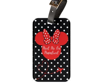 Cute Disney Inspired Luggage Tag, Travel Accessory, Vintage Polka Dot Design, Gift for Disney Lovers, Family Travel Tag, Vacation Essentials