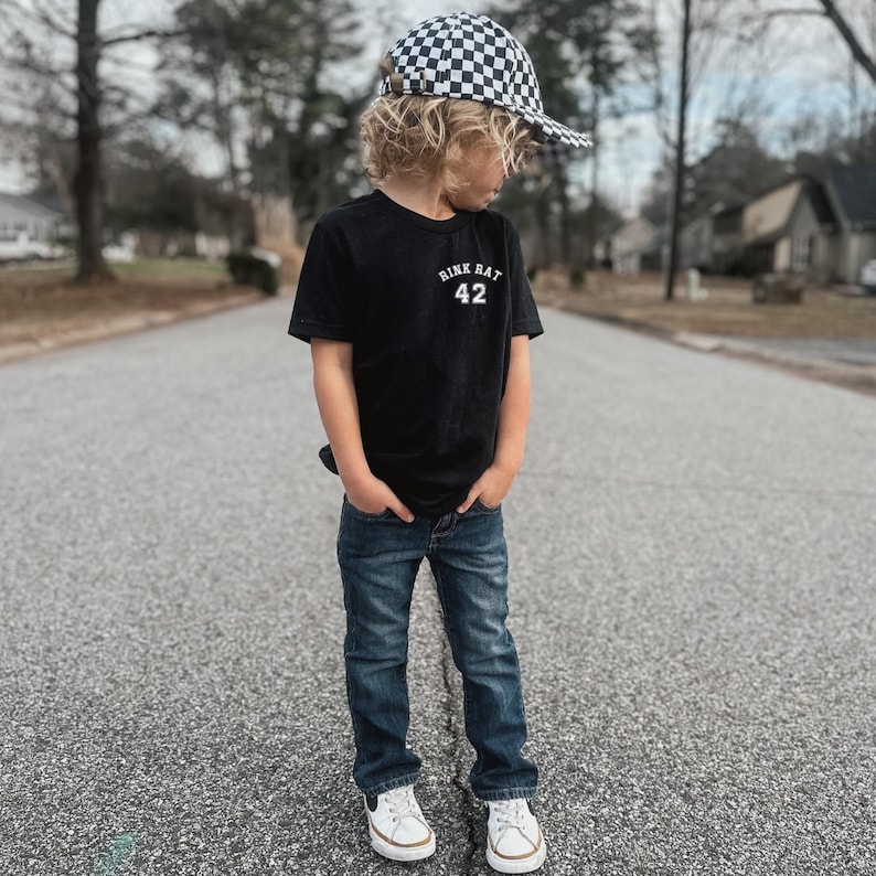 Kids Ice Hockey Tee, Rink Rat Graphic, Custom Number Shirt image 2