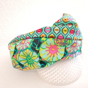 Women&#39;s headband, cotton headband, green base floral pattern, cross headband, multicolor pattern