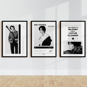 Yoongi BTS Poster zum Ausdrucken | Schwarz & Weiß 3er-Set | SUGA BTS Poster, Bts Merch, Bts Geschenkideen, K-Pop Wanddeko, K-Pop Zimmer Deko