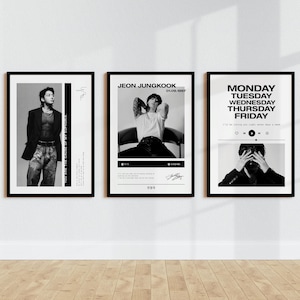 Jungkook BTS Poster Printable | Black & White Set of 3 | BTS Merch, BTS Gift Ideas, K-Pop Wall Decor, K-Pop Room Decor, K-Pop Poster