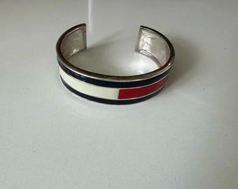 Pulseira rígida Tommy Hilfiger vintage em tom prateado