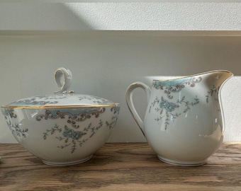 IMPERIAL CHINA Creamer & Sugar Bowl With Lid In The Seville shabby chic cottage
