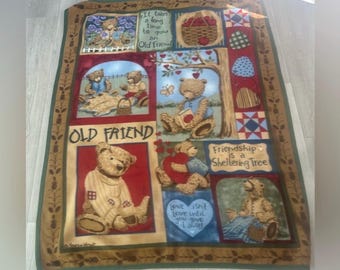 Vintage By Collections ETC Throw Blanket Plush Bears Size 51" × 63" farmhouse cottage
