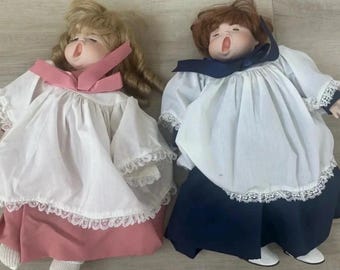 Vintage Open Mouth Choir Dolls porcelain boy girl plays music