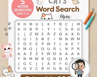 Cats Word Search Puzzle for Kids: Fun ESL & Homeschool Activity (Printable PDF)