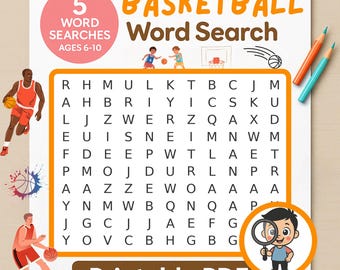 Basketball Word Search Puzzle: 5 Printable Sports Games (PDF)