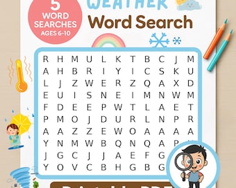 Weather Word Search Puzzle: Kids Vocabulary Game (Printable PDF)