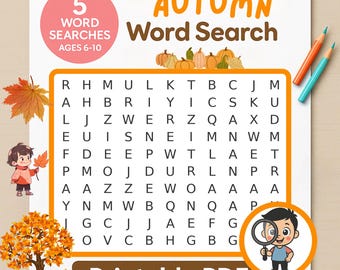 Autumn Word Search Puzzle Pack: Fall Activity Games (PDF Download)