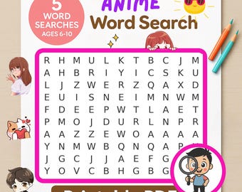 Anime Word Search Puzzle: Fun ESL Vocabulary Game (Printable PDF)