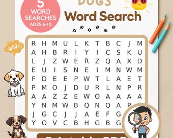 Dogs Word Search Puzzle: Fun Vocabulary Game for Kids (PDF)