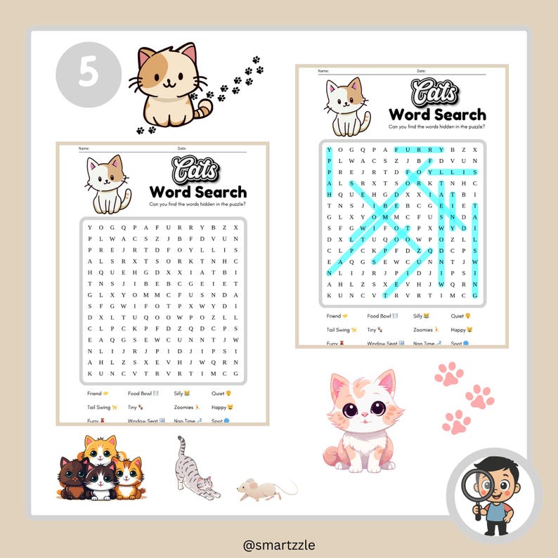 Cats Word Search Puzzle for Kids: Fun ESL & Homeschool Activity ...