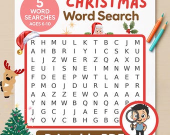 Christmas Word Search Puzzle: Holiday Game for Kids & Adults (Printable PDF)