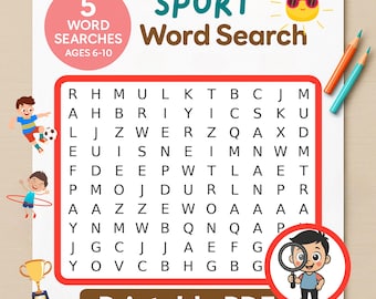 Sports Word Search Puzzle: Kids Vocabulary Game (Printable PDF)