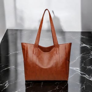 Vintage Vegan Einkaufstasche - Retro Schultertasche mit großer Kapazität für Frauen | Lässige Alltagshandtasche für Arbeit & Reisen